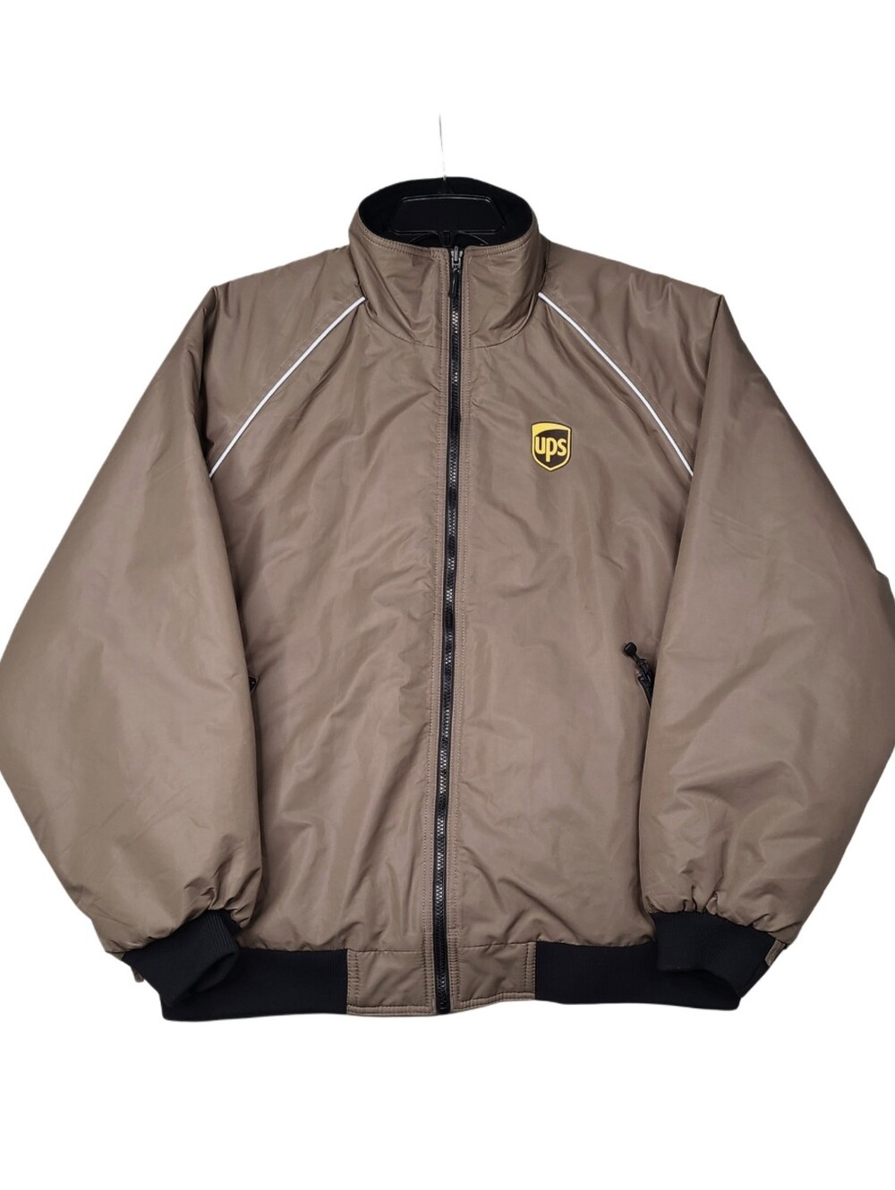 Vtg Wearguard UPS Logo Brown Reflective Bomber Jacket Men’s Size XL Full Zip